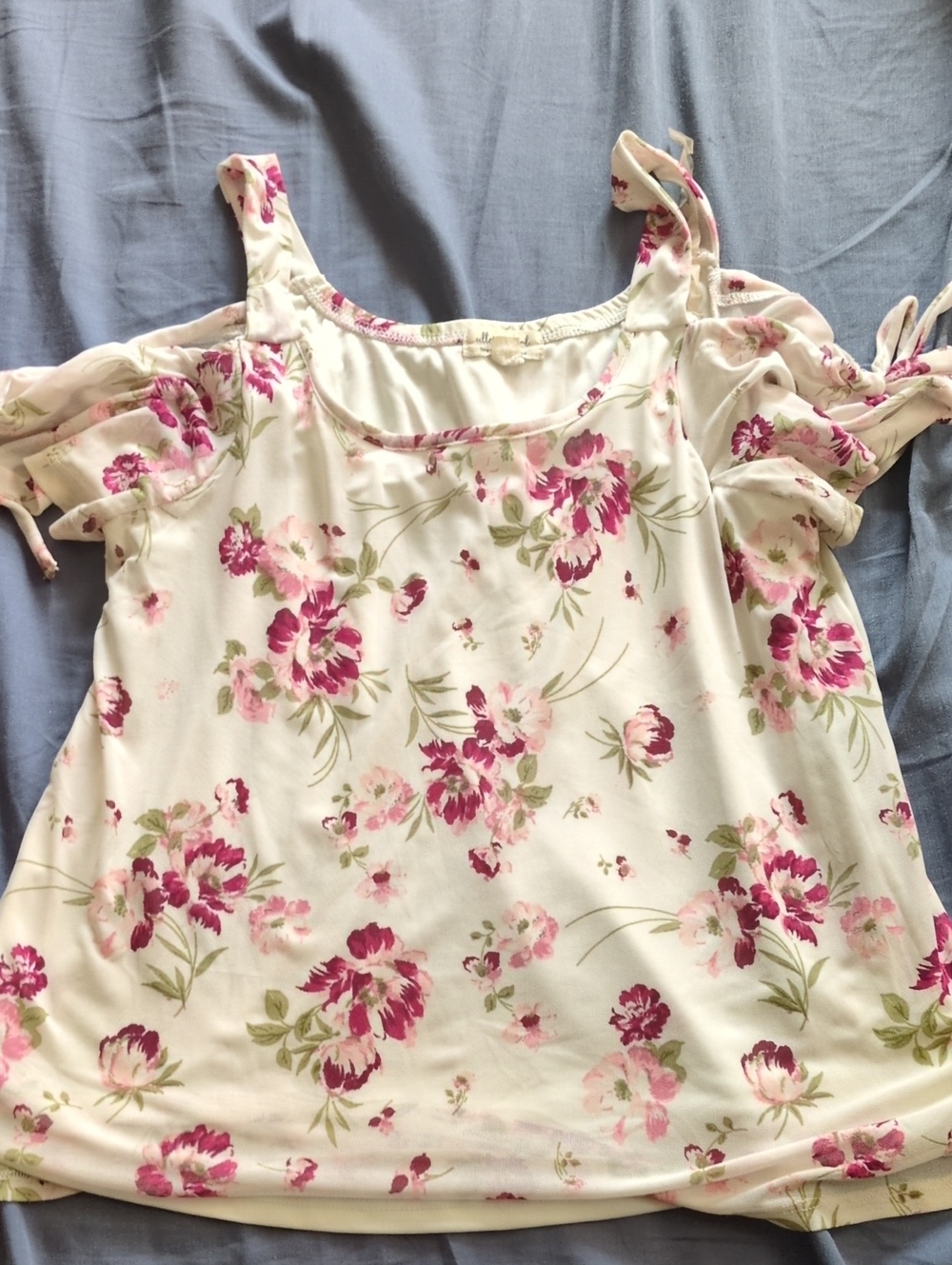 Ultra Flirt Ivory Camisole with Pink Floral Print